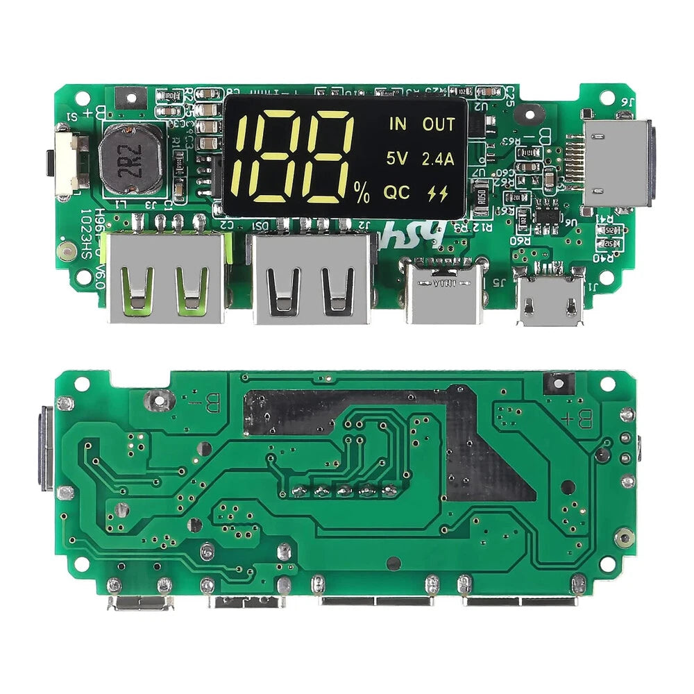 2X Lithium Battery Charger Board LED Dual USB 5V 2.4A Micro/Type-C Module