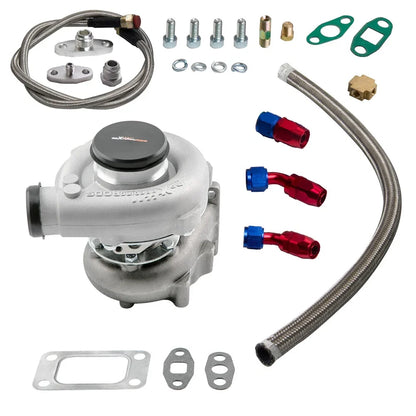 T04E T3/T4 Turbocharger A/R.63 400+HP with Oil Return Feed Line Kit