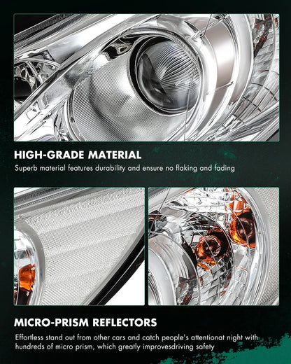 Set of 2 Chrome Amber Headlights Assembly for Hyundai Sonata (2011–2014)