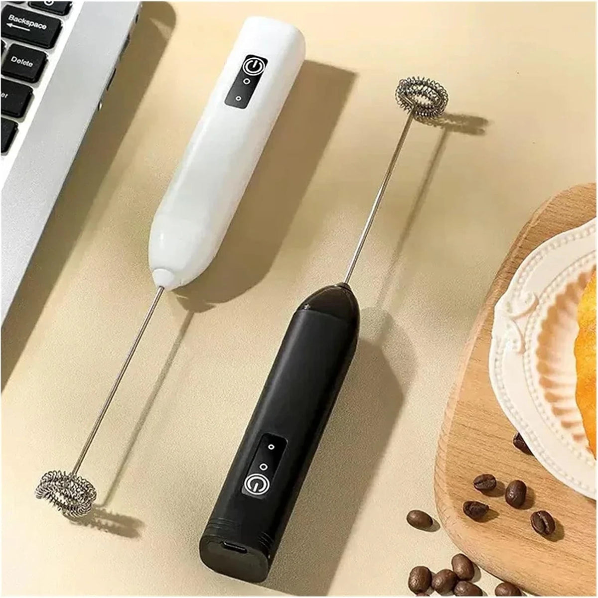 Electric Milk Frother Handheld Coffee Mixer Double Whisk