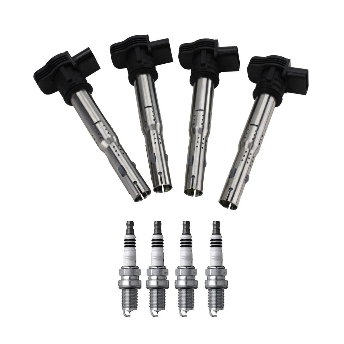 Set of 4 NGK Ignition Coils & Iridium Spark Plugs for Audi A3 A4 A5 A6 (2006–2016)