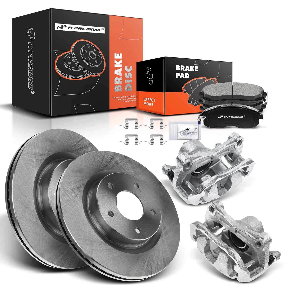 Set of 8 Front Disc Brake Rotors, Pads & Calipers for Nissan Altima (2007–2010)