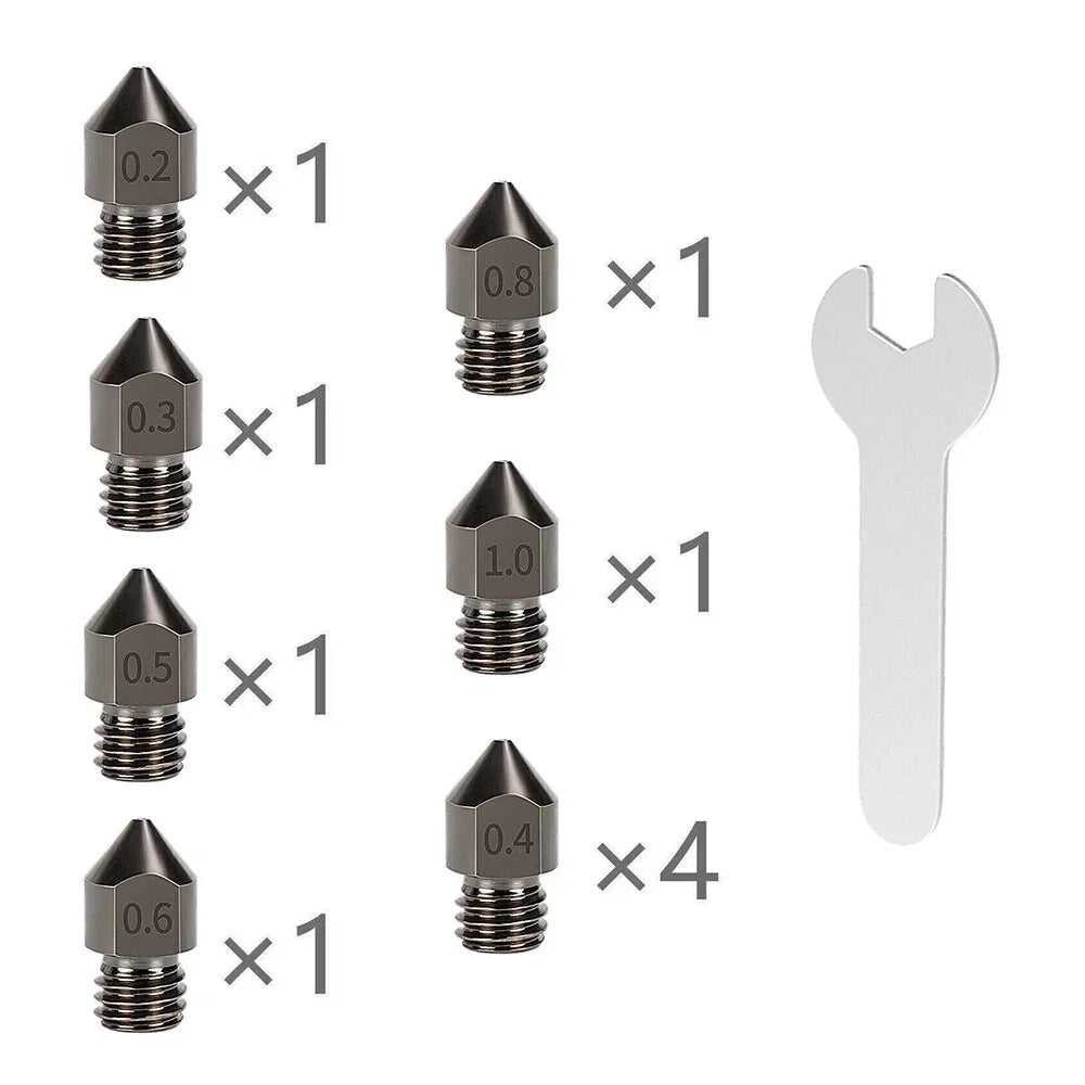 10Pcs Hardened Steel Nozzles for Creality CR-10 Ender 2 3 5 Series