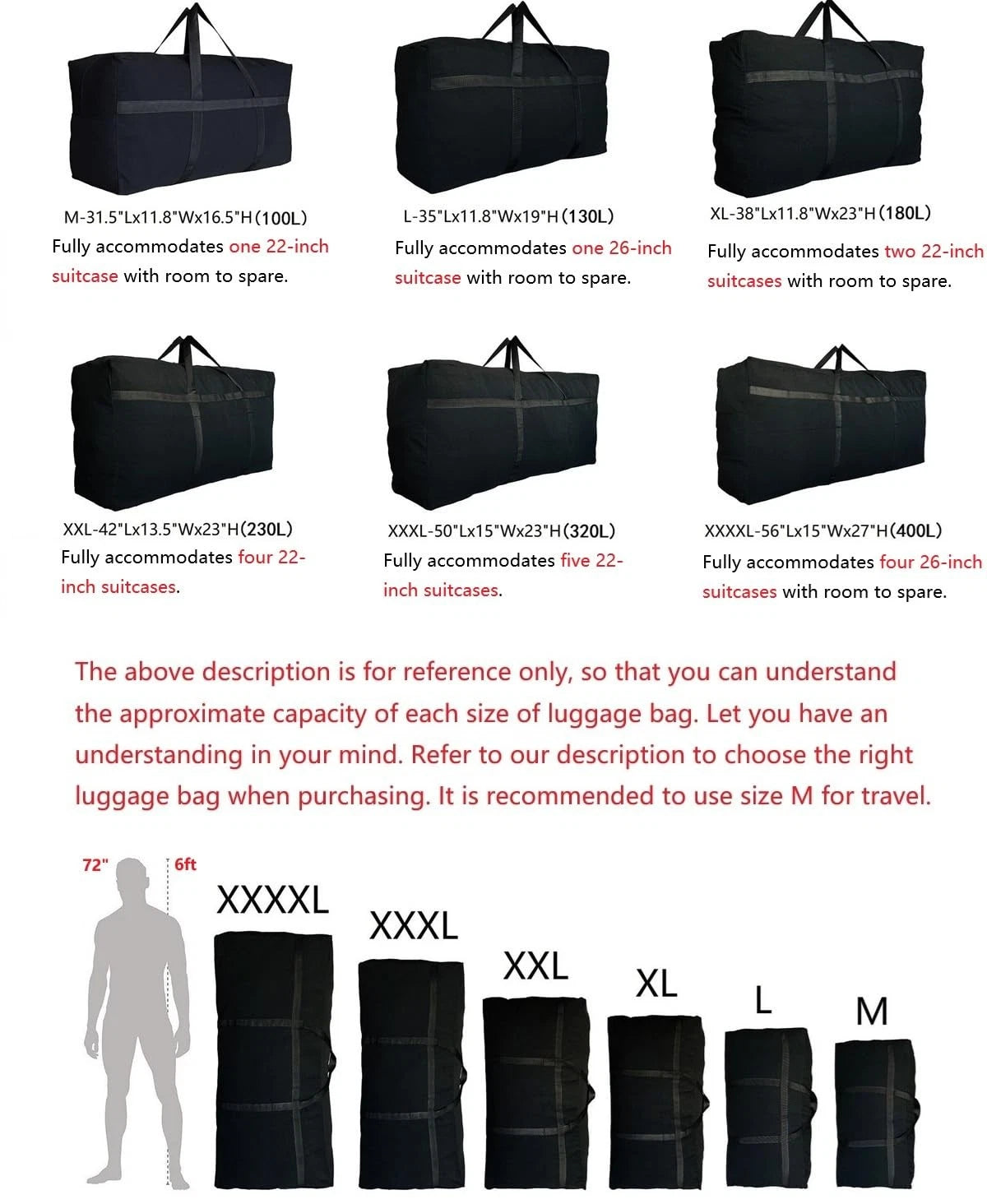 Extra Large Storage Duffle for Universal Use (31.5"l X 11.8"w X 16.5"h)