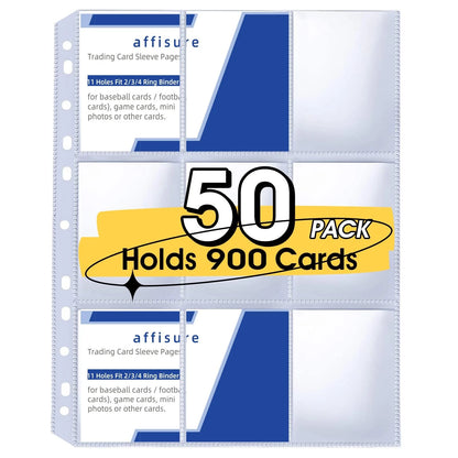 9 Pocket Card Sleeves for Trading Binder (Holds 900 Cards)