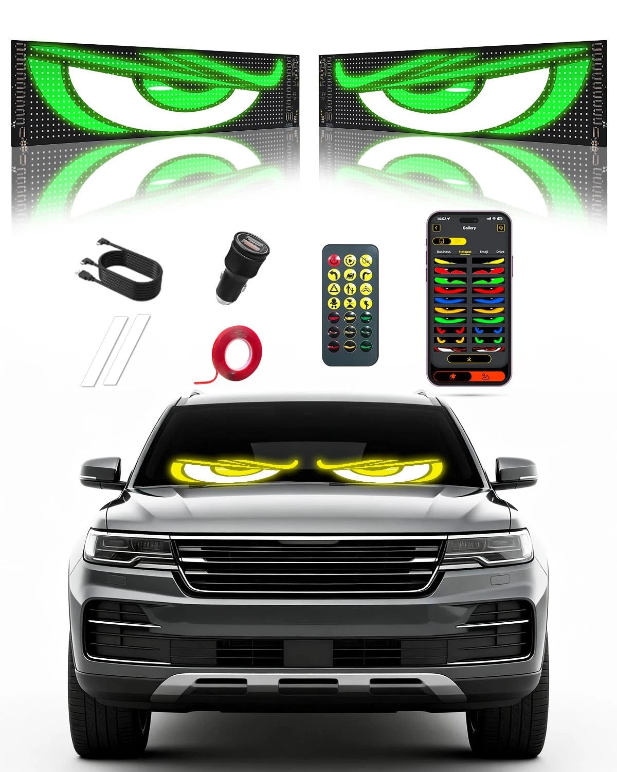LED Devil Eyes Windshield Light for Cars & Trucks (Programmable Display)