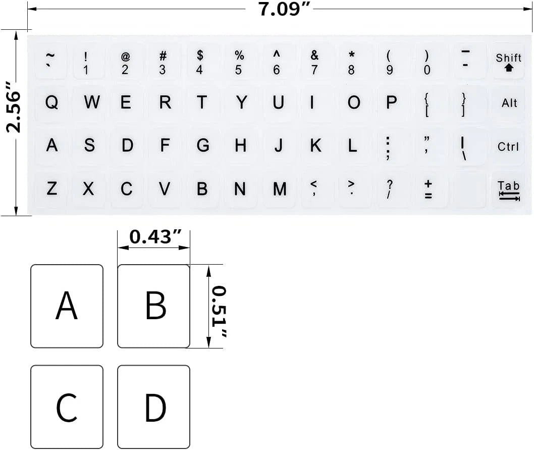 2X English Keyboard Stickers for Universal Use (White)