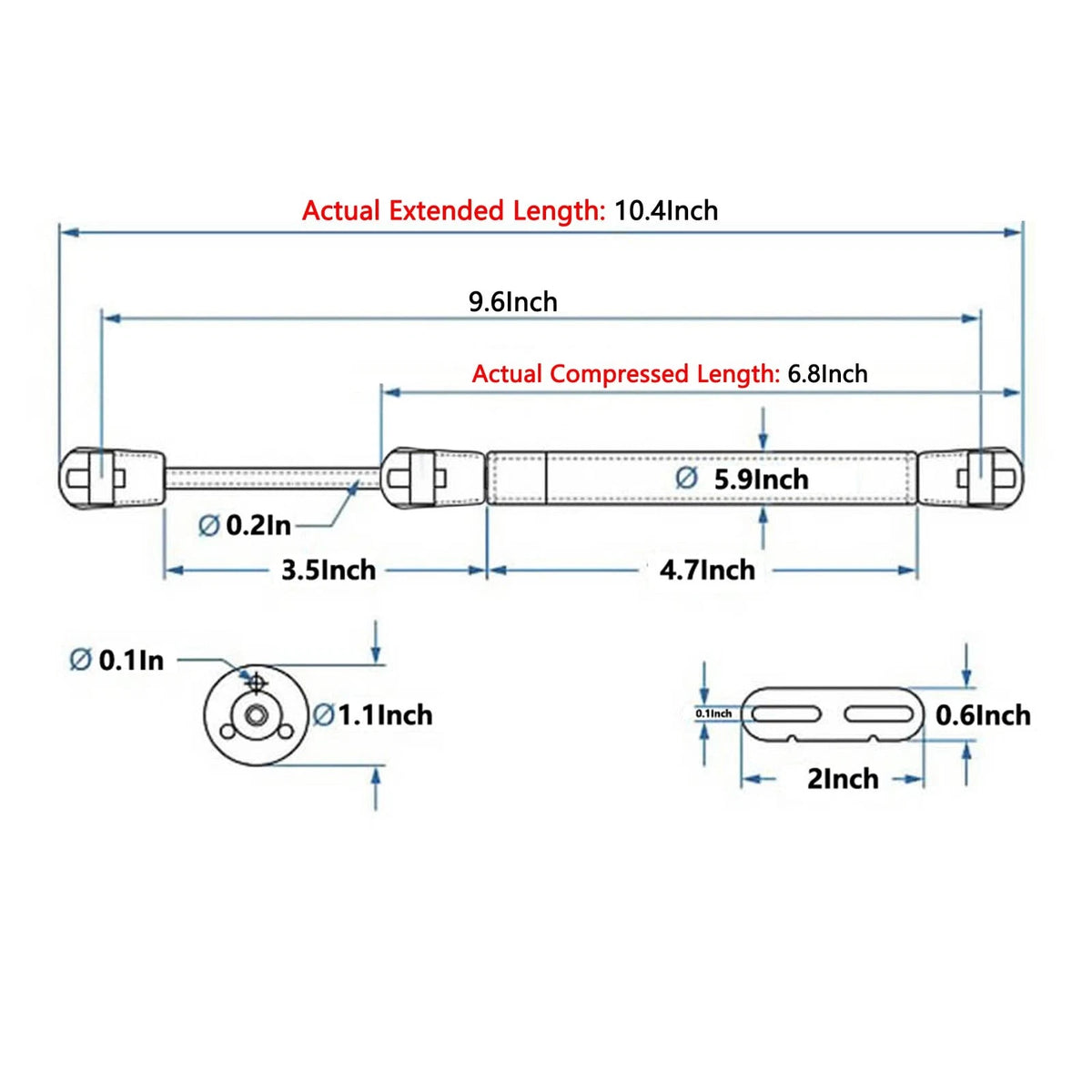 10 Inch 100N Gas Struts for Windows, Beds, Hatches, Cabinets (Set of 12)