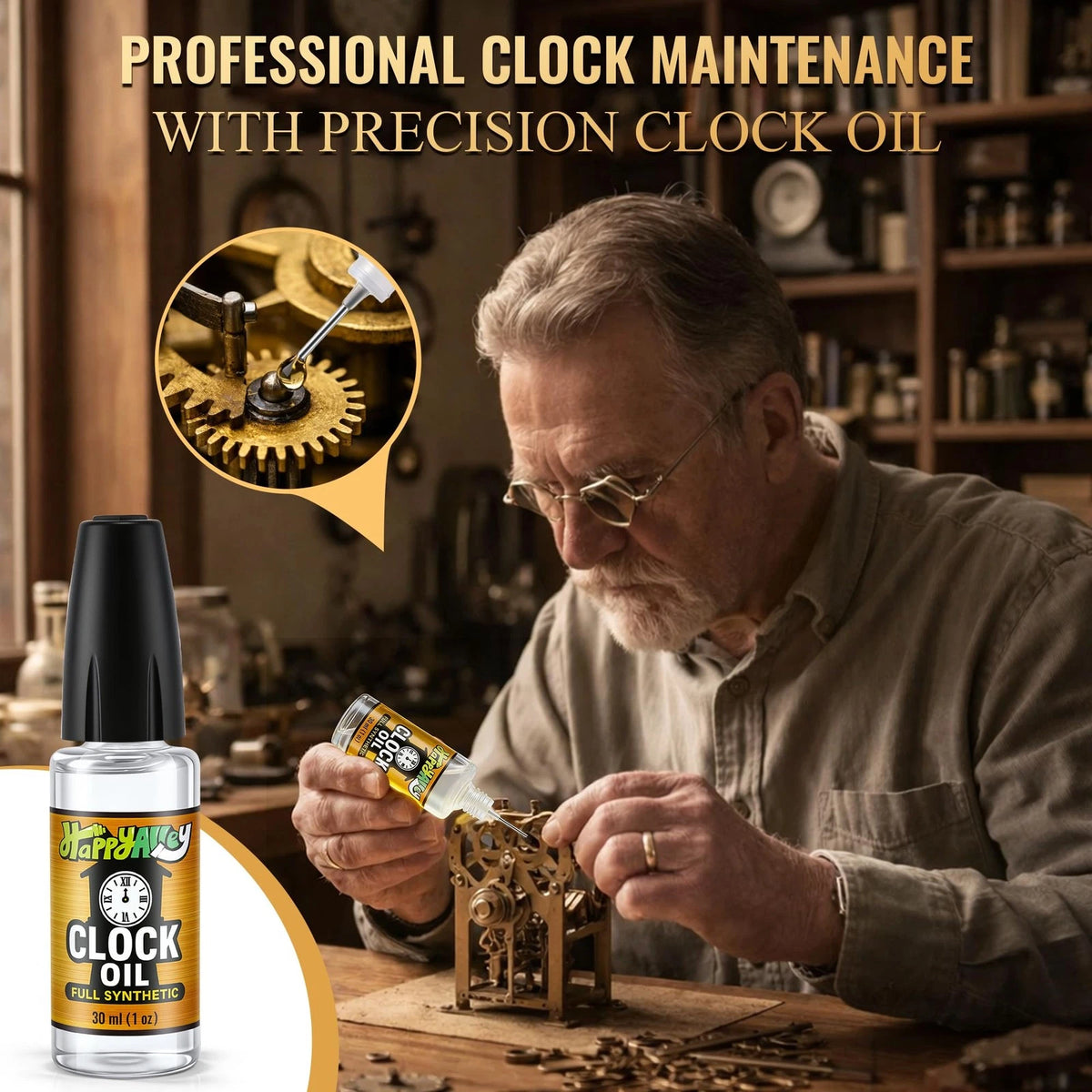 Full Synthetic Clock Oil for Grandfather Clocks (1oz)