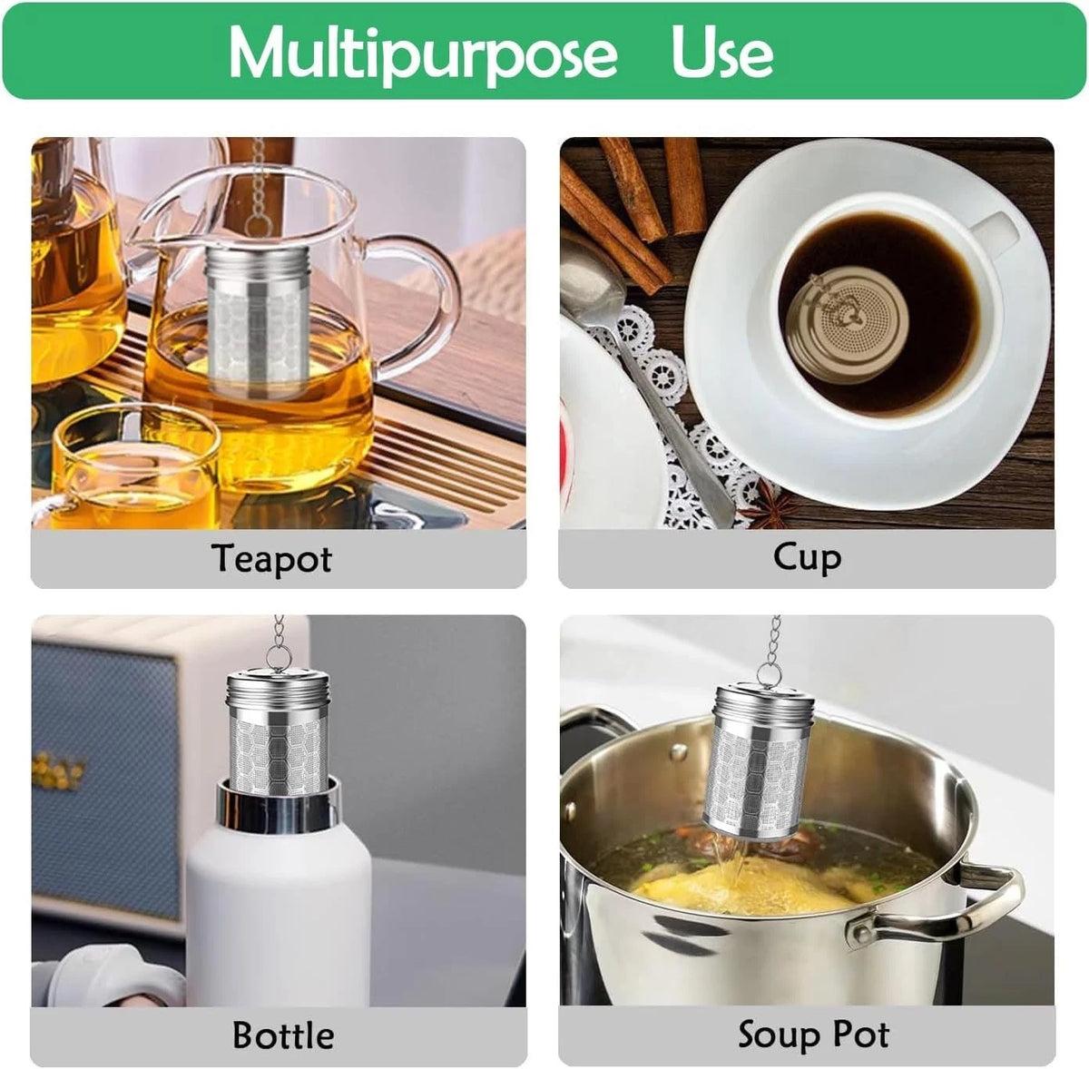 2 Pack Extra Fine Mesh Tea Infuser for Loose Tea Teapot Cups