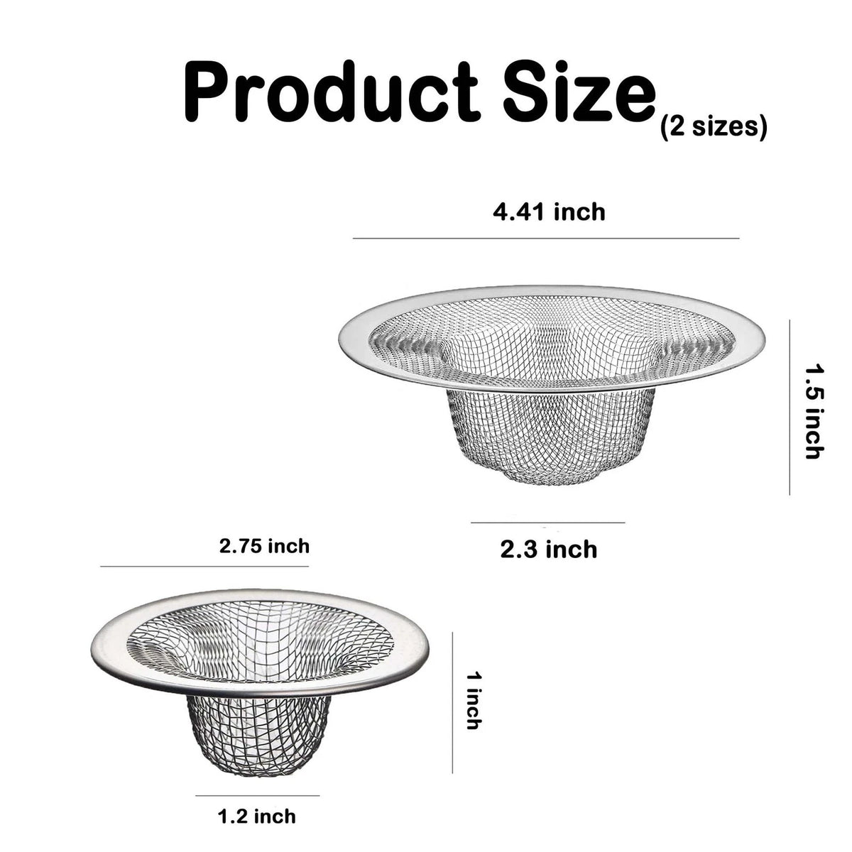 Set of 12 Stainless Steel Slop Baskets 2.75'' & 4.41''