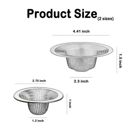 Set of 12 Stainless Steel Slop Baskets 2.75'' & 4.41''