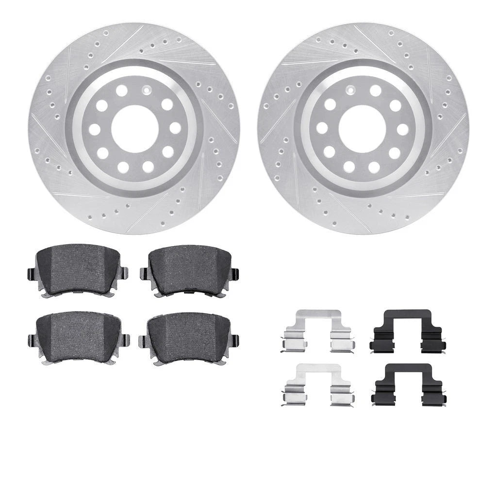 Rotor Set for Volkswagen R32 (2008) ALX-PAU-DF-7612-74035-CLA3 Drilled Slotted