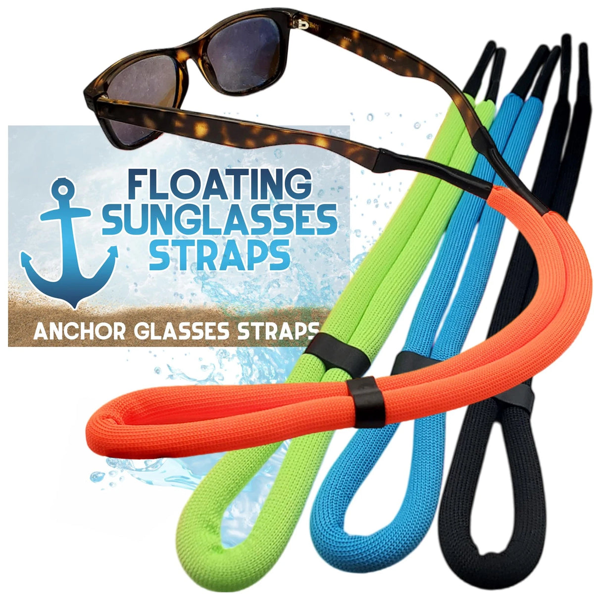 4X Floating Sunglasses Retainer for Water Sports (Men Women)