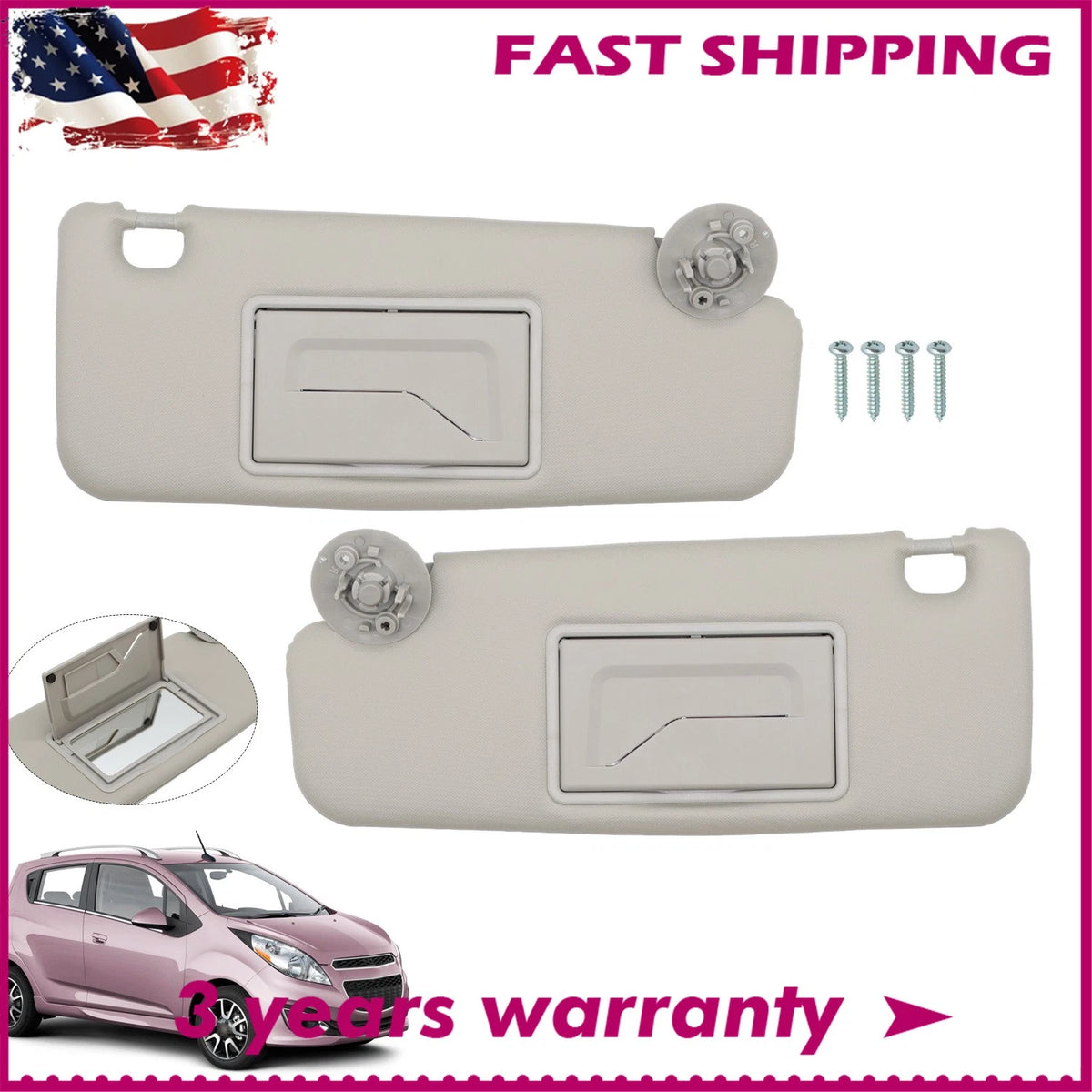 Sun Visor Pair for Chevrolet Spark Sonic (2011–2022) 1902131 1902132 1902169