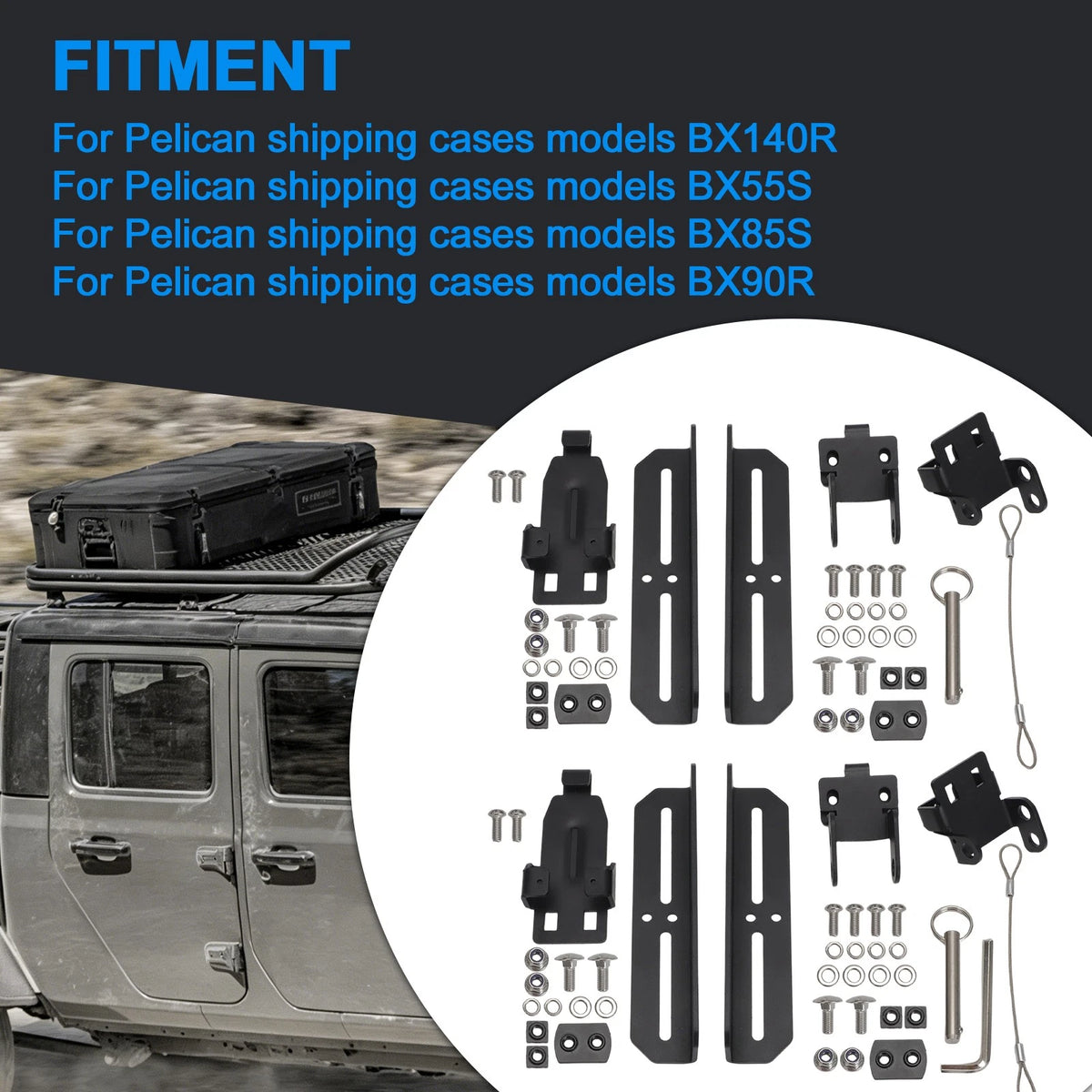 Cargo Case Roof Mount Kit for Pelican Gen2 BX140R BX55S BX85S (RFMT002BLK, RFMT2)
