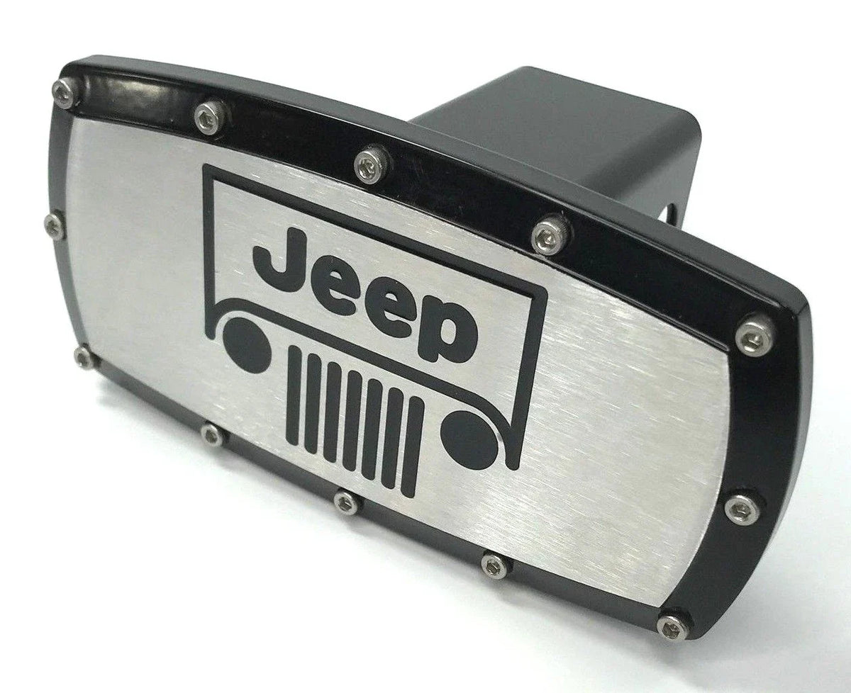 Tow Hitch Cover Plug Replacement for Jeep (Black Grille Emblem) (2007–2018)