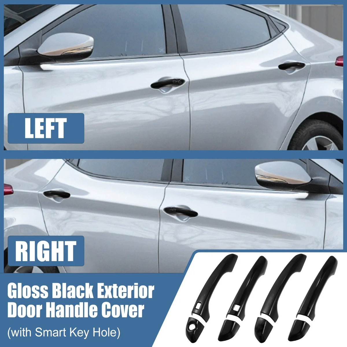 8pcs Exterior Side Door Handle Cover Trim for Hyundai Elantra (2017–2020)