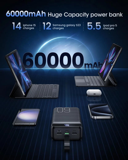 Portable Charger 60000mAh Power Bank for Fast Charging (No Specific Years)