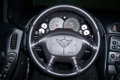 Leather Steering Wheel Cover Black Perforated AXX Fitment for GMC (2010–2024)