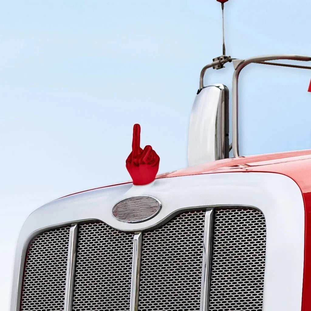 Middle Finger Hood Ornament for Flat Hoods (72086) - Candy Red 6-5/16” H