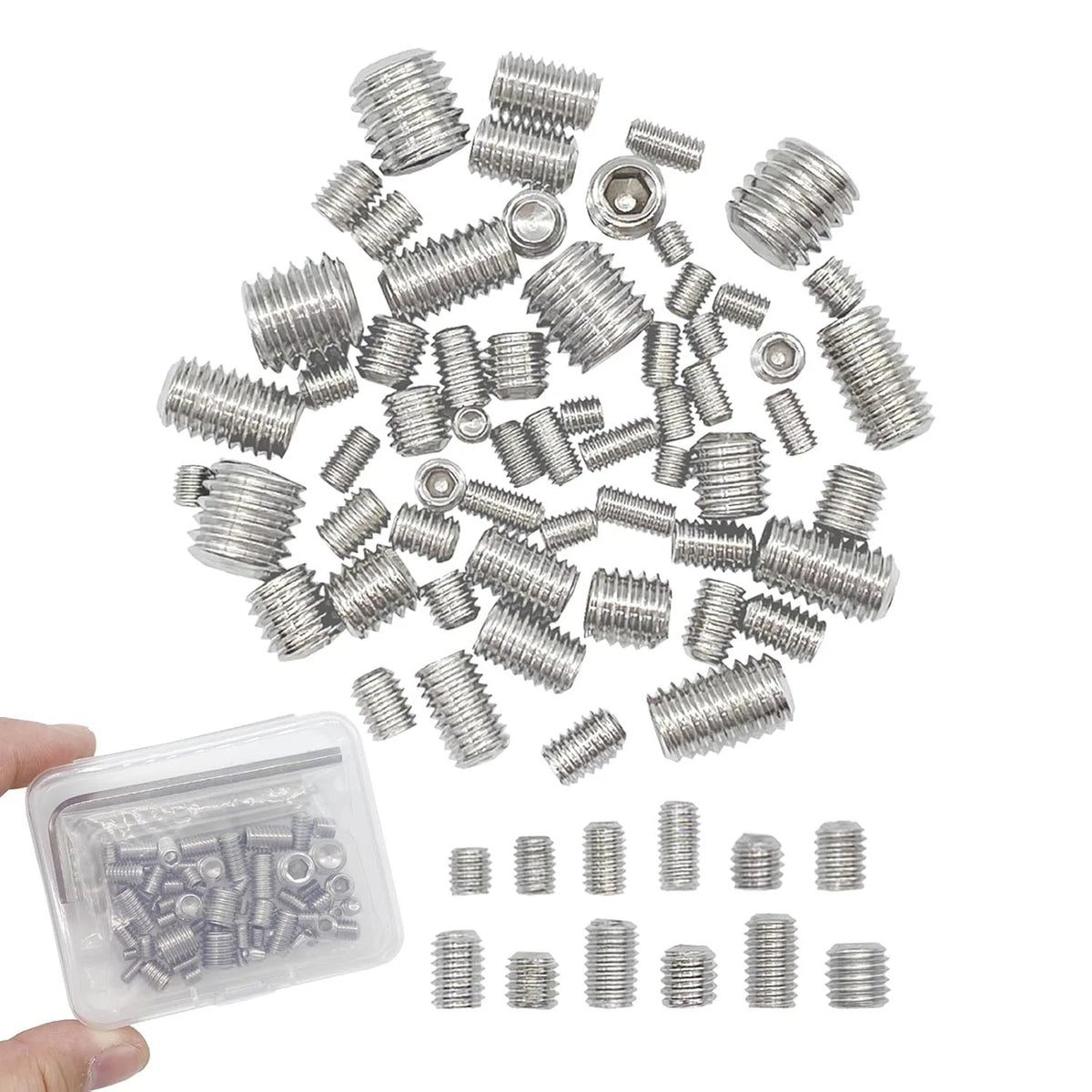 60pcs Stainless Steel Grub Screws for Electronics & Furniture