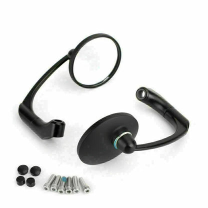 Pair of Moto L-Bar Round Rear View Mirrors for Universal (8mm 10mm)