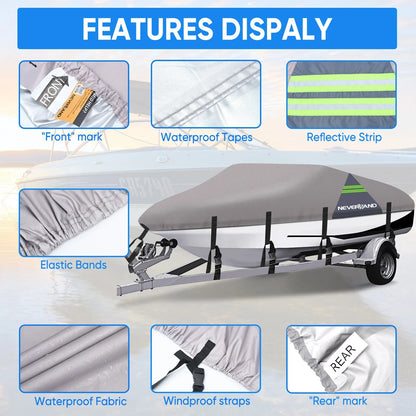 Pontoon Boat Cover Waterproof Anti-UV Heavy Duty 90" for Neverland