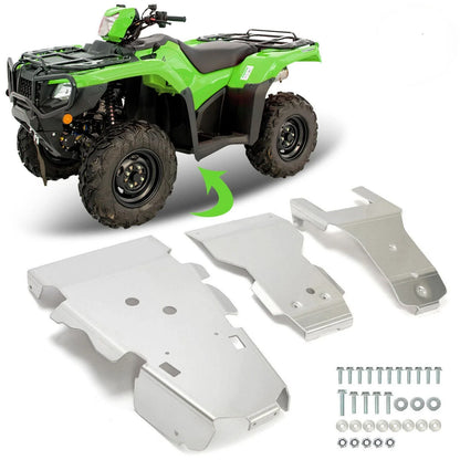 3pc Skid Plate Aluminum for Honda Rubicon IRS 500 2015–2019 & 520 2021