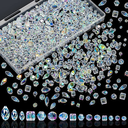 800 Pcs Crystal Glass Beads Bulk - Large AB Color