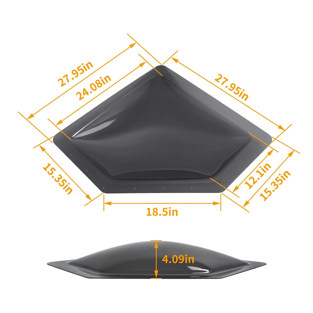 Tinted Plastic Skylight Cover for Travel Trailer RV Camper (28"x15")