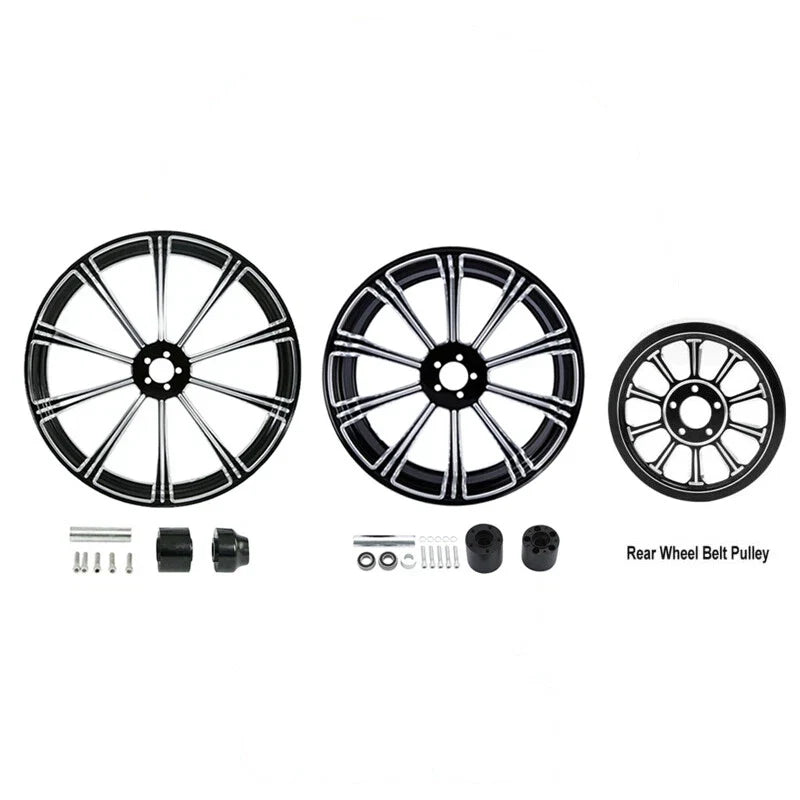 21" Front 18" Rear Wheel Rim w/ Hub Belt Pulley for Harley Touring (2009–2023)