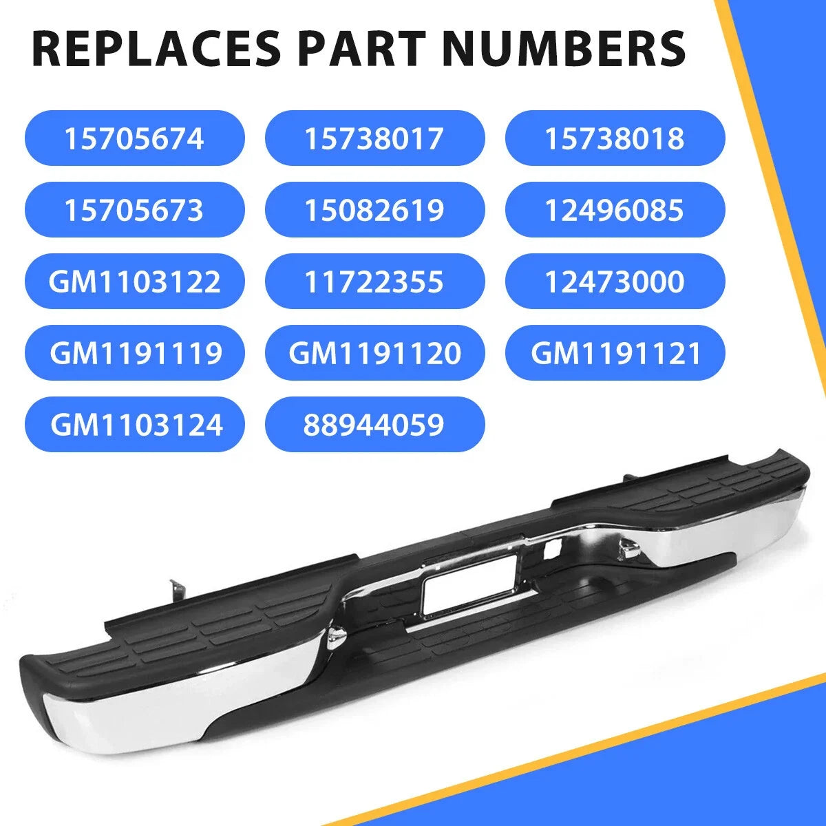 Chrome Rear Bumper for Chevy Silverado GMC Sierra 1500 2500 (1999–2007)