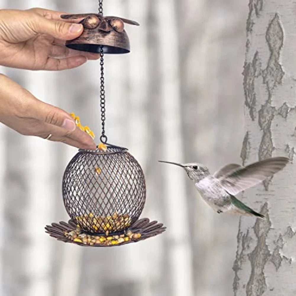 2X Charming Owl Design Bird Feeder with Large Capacity for Outdoor Spaces