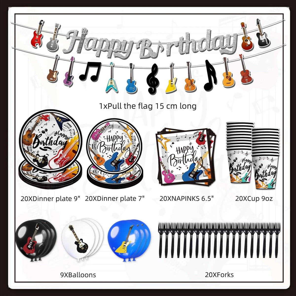 110pcs Music Theme Party Decorations for Guitar Birthday Party