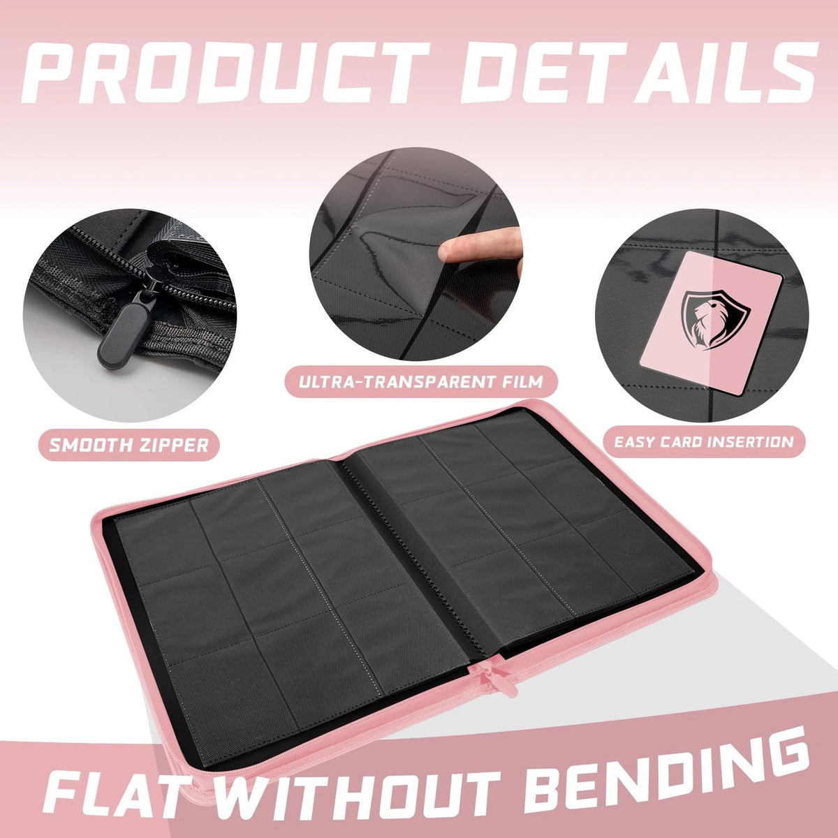 9 Pocket Card Binder for MTG TCG Sports Cards (Double Sided, Pink)