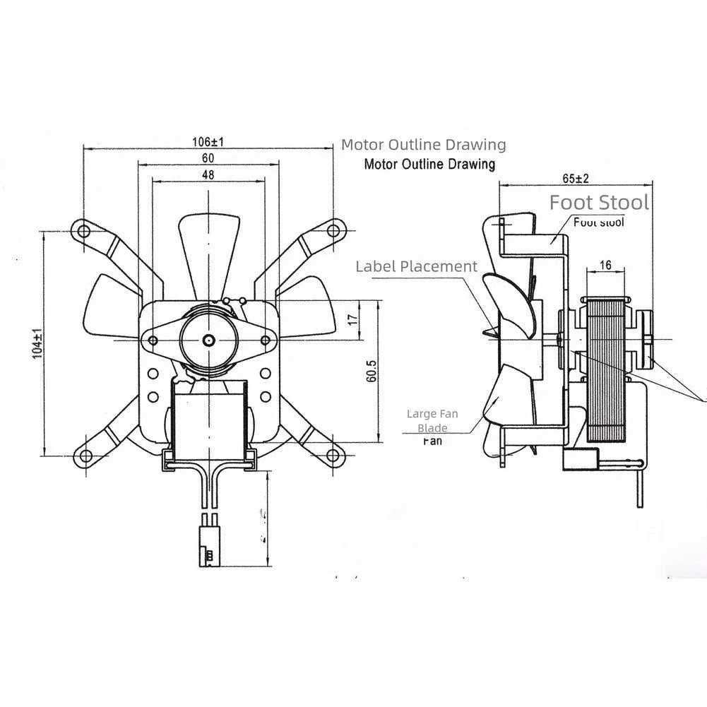 Grill Fan Motor 120V AC 60x16mm for Pellet Grill Replacement