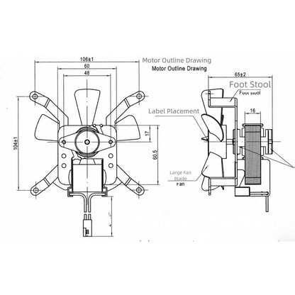 Grill Fan Motor 120V AC 60x16mm for Pellet Grill Replacement