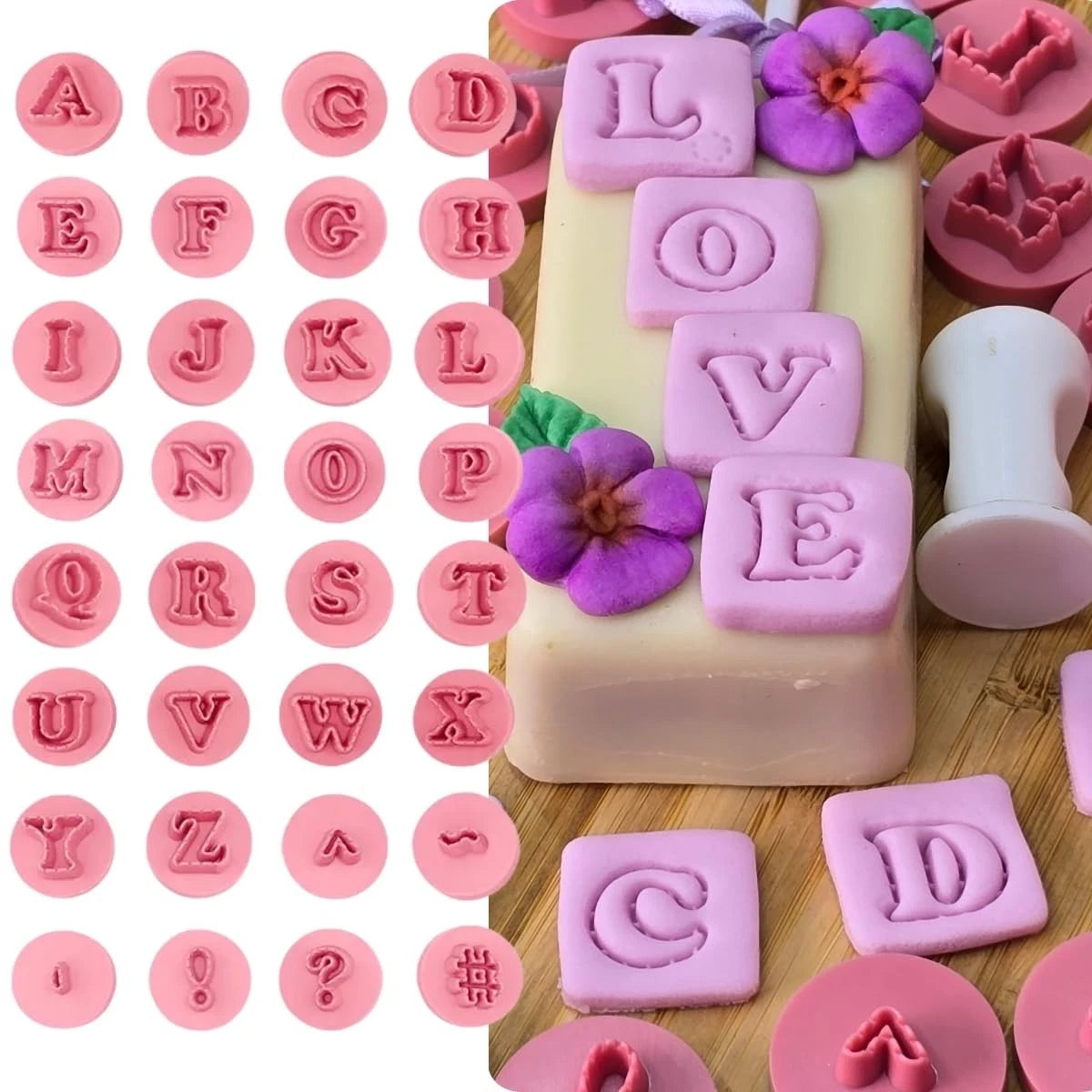 Set of 33 Cute Alphabet Cookie Stamps for Cookies and Sweets