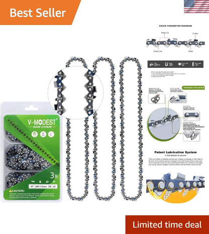 3-Pack 18 Inch Chainsaw Chain with 62 Drive Links for Oregon CS1500