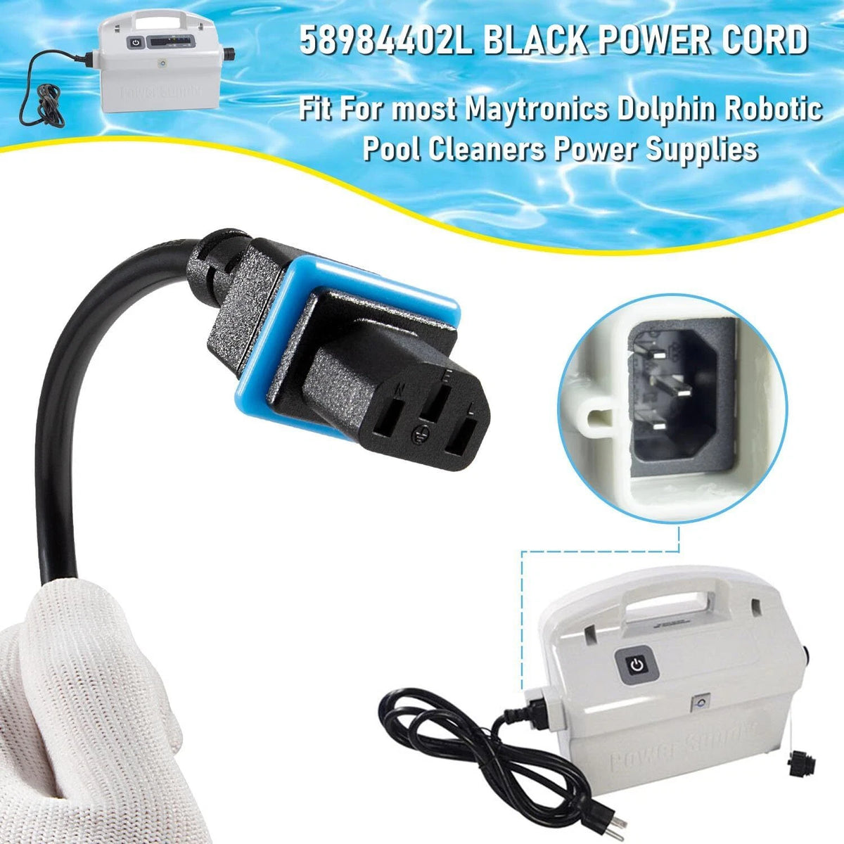 Power Cord for Maytronics Dolphin (58984402LF, 5898412LF)