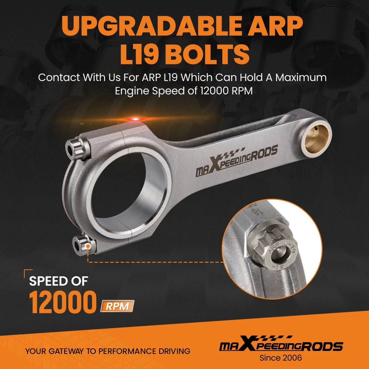 144mm Connecting Rods for Audi RS2 2.2L (1994–1995) - 3/8" Bolt