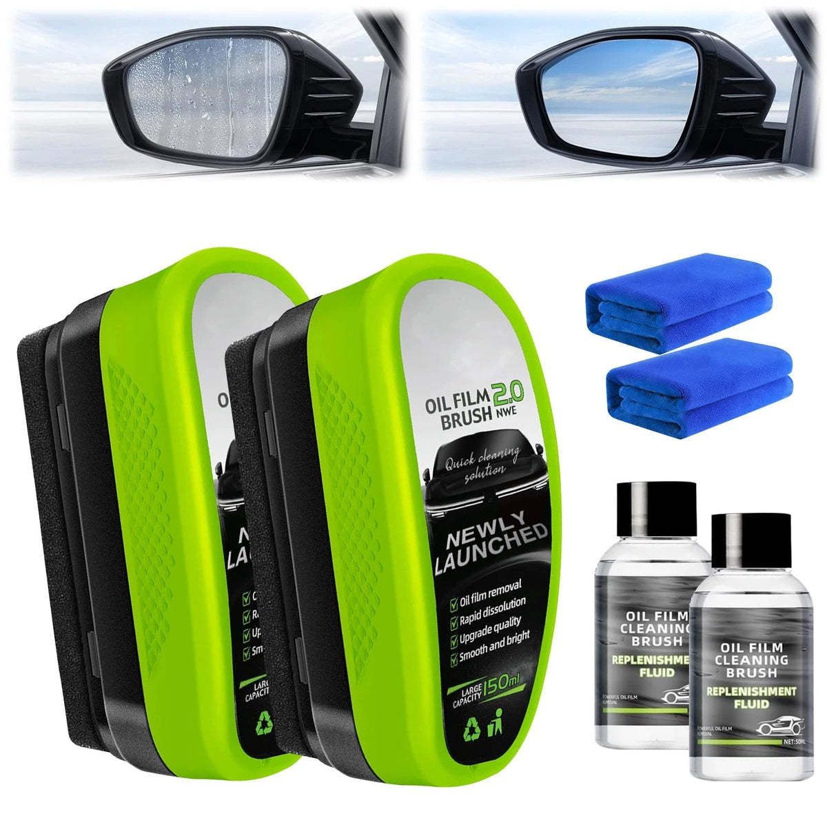 2X Oil-Free Car Glass Brushes for Clear Vision Cleaner
