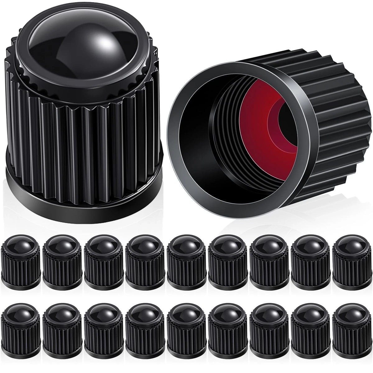 20 Pcs Tire Valve Stem Caps for Universal Cars (Plastic, Black)