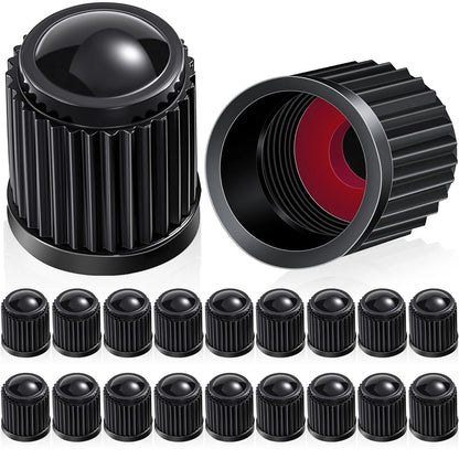 20 Pcs Tire Valve Stem Caps for Universal Cars (Plastic, Black)