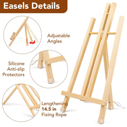 3 Pack 15 Inch Wood Easels for Painting (No Part Numbers)