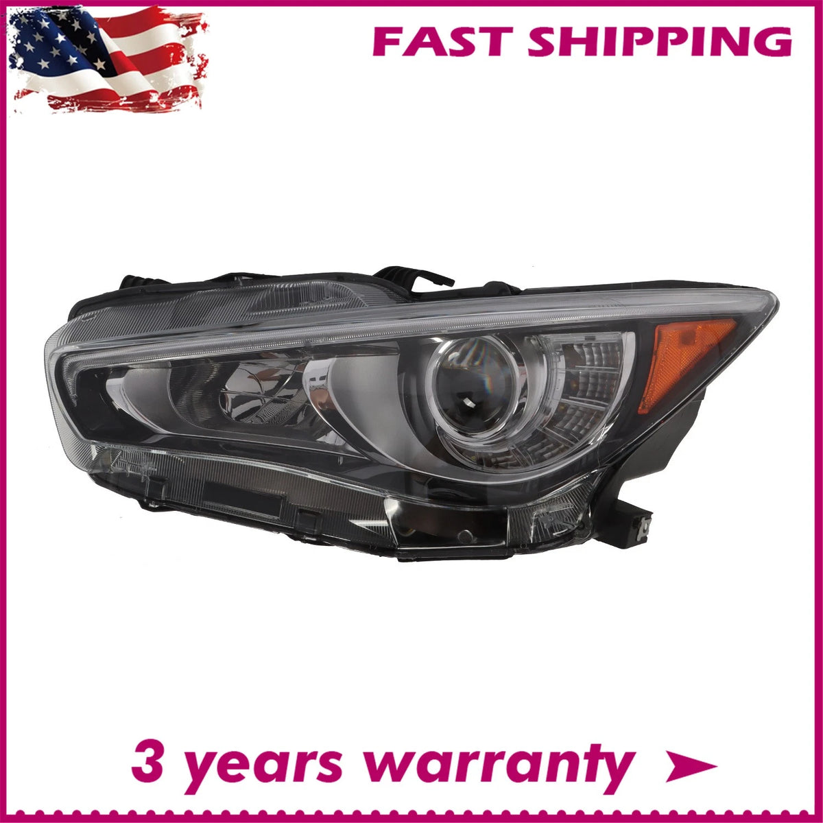 LED Headlight Assembly Left Driver Side for Infiniti Q50 (2014–2022) 260604HB0B, 260604HB0A