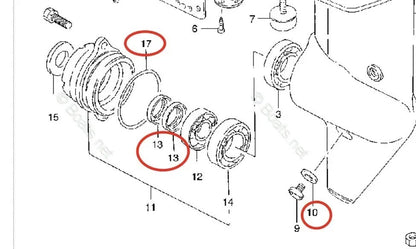 Lower Unit Gearcase Seal Kit for Suzuki 5/6/8HP Outboard (09282-14002, 09289-14002)