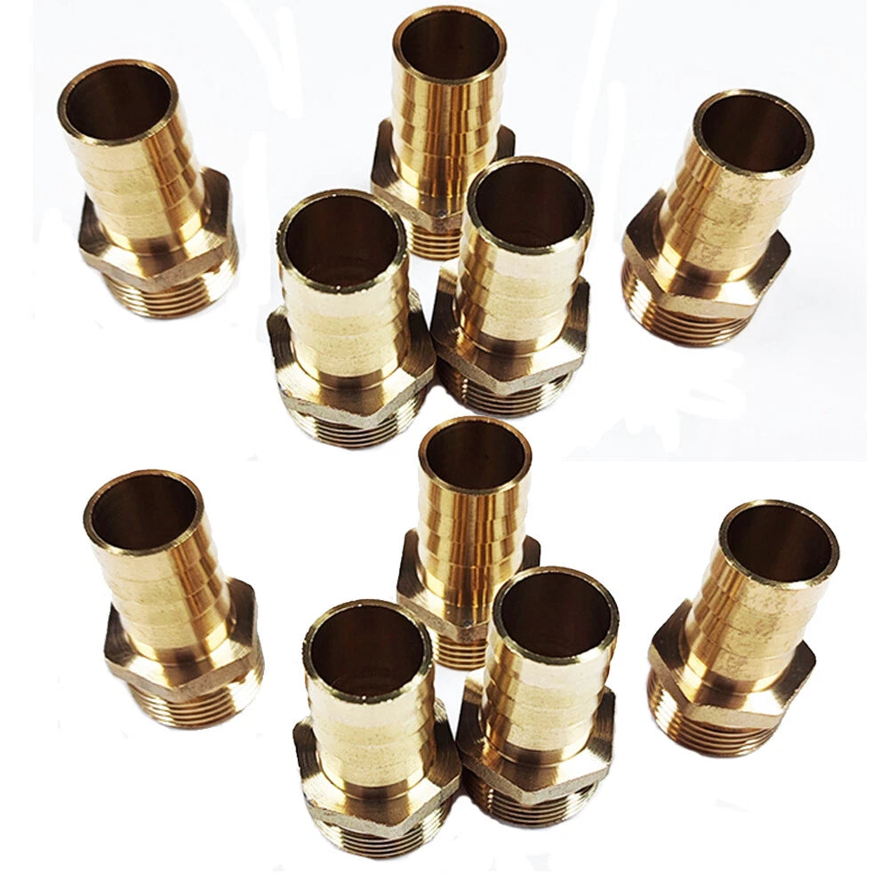 10Pcs 3/4" Hose Barb x 3/4" Male NPT Brass Pipe Fitting for Gas Water