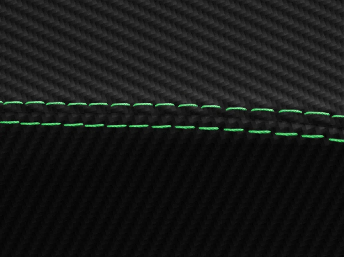 Console Lid Armrest Cover for Hummer H3 (2005–2010) Carbon Fiber Green Stitch